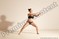 Underwear Martial art Woman White Moving poses Average long colored Dynamic poses Academic